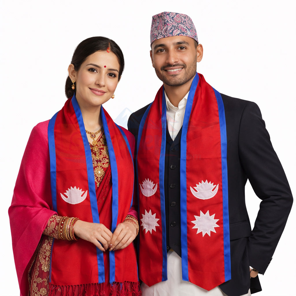 Nepal Flag Khada – Traditional Nepali Ceremonial Scarf 🇳🇵
