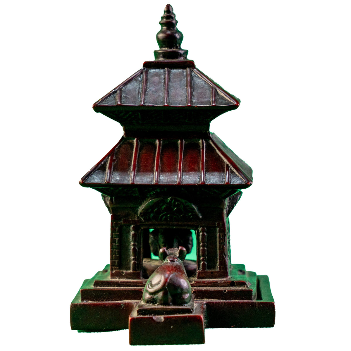 Handcrafted Mini Nepali Temple Statue with Nandi | Decorative Mandir Sculpture – हस्तनिर्मित नेपाली मन्दिर मूर्ति